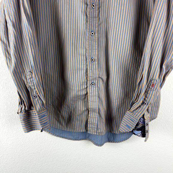 Robert Graham Shirt Mens XL Flip Cuff Striped Button Up Long Sleeve Career - Picture 3 of 14